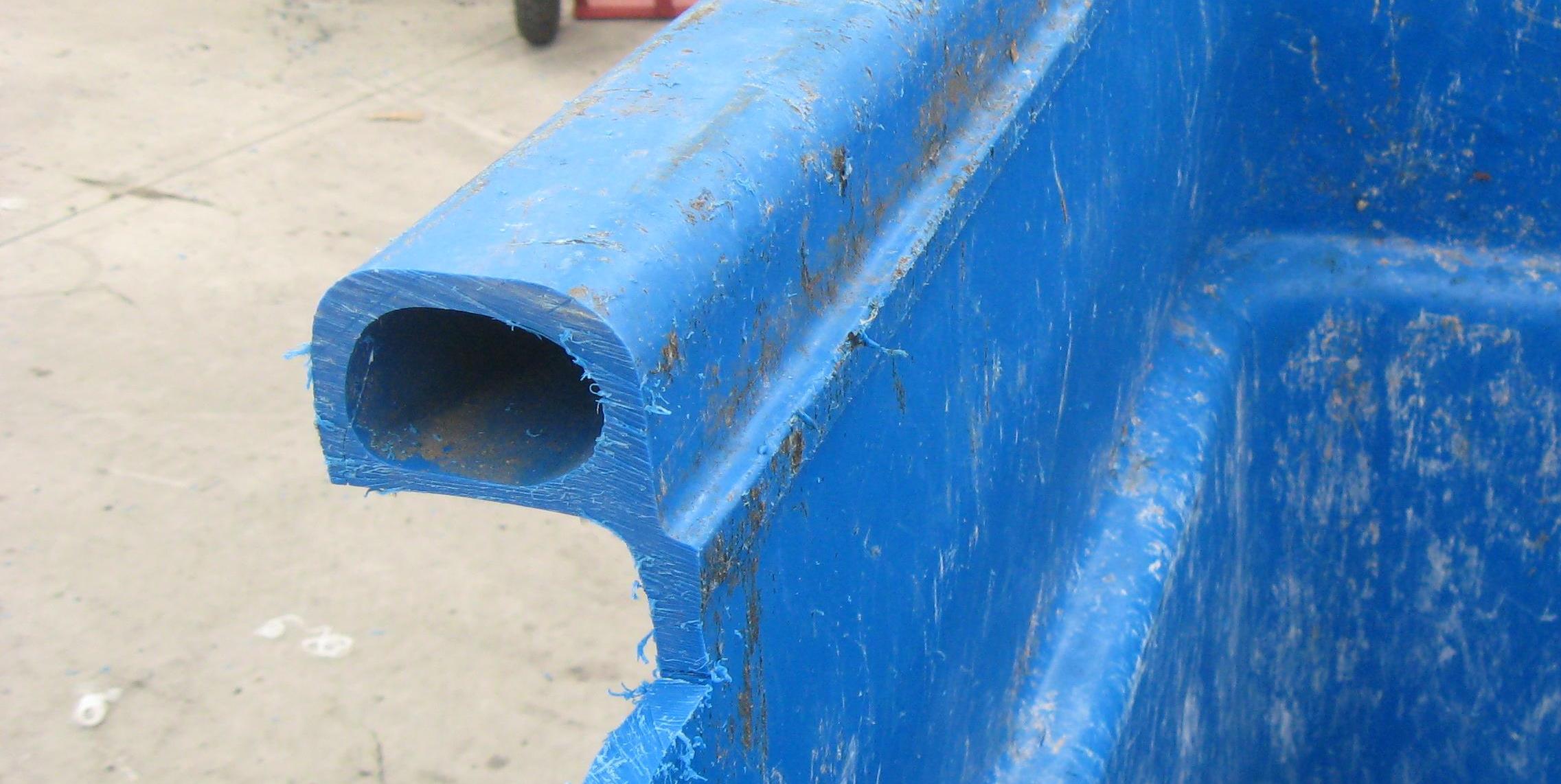 cross section industrial grade blue bin